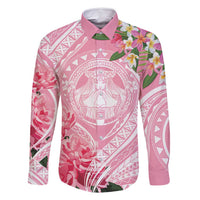 Aloha Hawaii Maui Family Matching Long Sleeve Bodycon Dress and Hawaiian Shirt Goddess Lokelani Rose LT7 Dad's Shirt - Long Sleeve Pink - Polynesian Pride