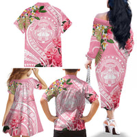 Aloha Hawaii Maui Family Matching Off The Shoulder Long Sleeve Dress and Hawaiian Shirt Goddess Lokelani Rose LT7 - Polynesian Pride