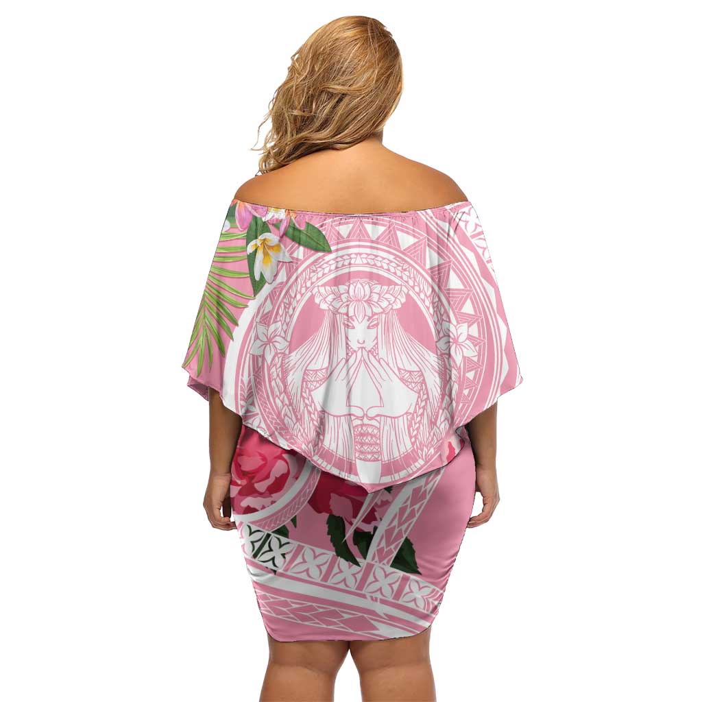 Aloha Hawaii Maui Family Matching Off Shoulder Short Dress and Hawaiian Shirt Goddess Lokelani Rose LT7 - Polynesian Pride