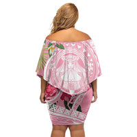 Aloha Hawaii Maui Family Matching Off Shoulder Short Dress and Hawaiian Shirt Goddess Lokelani Rose LT7 - Polynesian Pride