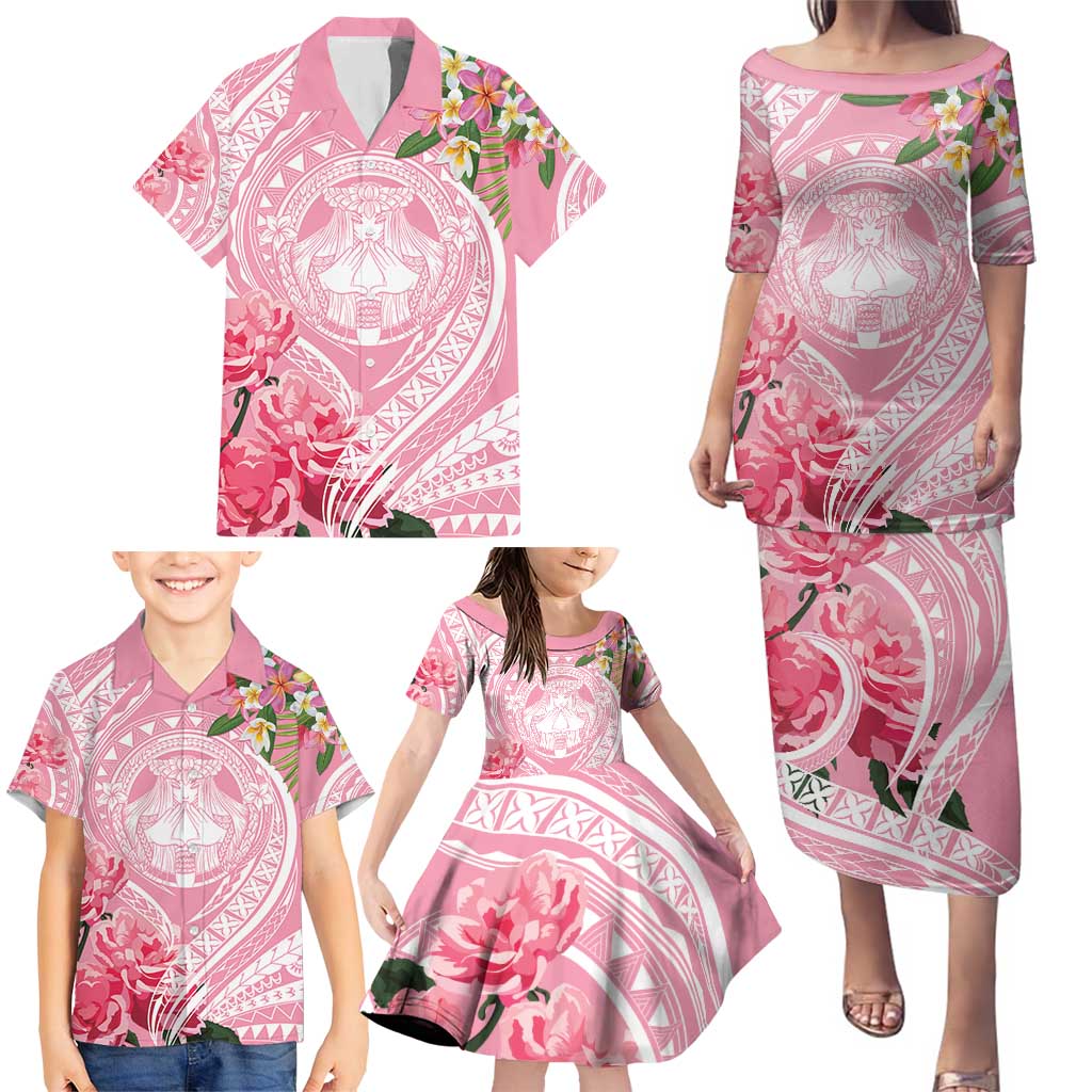 Aloha Hawaii Maui Family Matching Puletasi and Hawaiian Shirt Goddess Lokelani Rose LT7 - Polynesian Pride