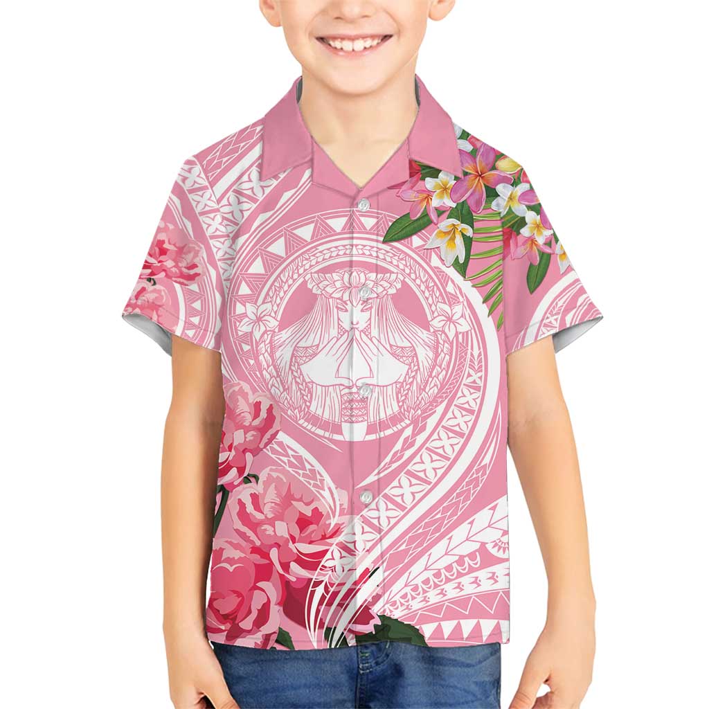 Aloha Hawaii Maui Family Matching Puletasi and Hawaiian Shirt Goddess Lokelani Rose LT7 Son's Shirt Pink - Polynesian Pride