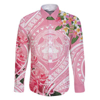 Aloha Hawaii Maui Family Matching Short Sleeve Bodycon Dress and Hawaiian Shirt Goddess Lokelani Rose LT7 Dad's Shirt - Long Sleeve Pink - Polynesian Pride