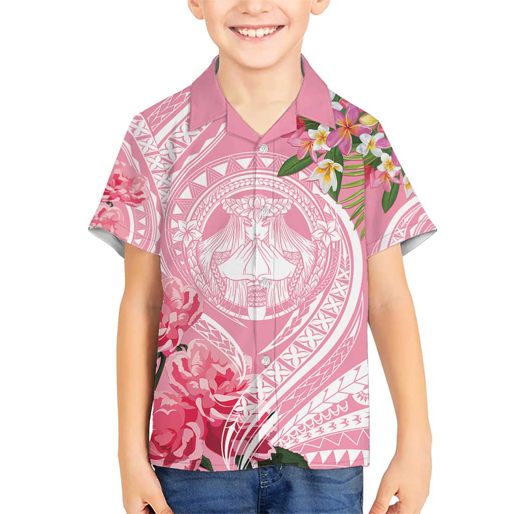 Aloha Hawaii Maui Family Matching Short Sleeve Bodycon Dress and Hawaiian Shirt Goddess Lokelani Rose LT7 Son's Shirt Pink - Polynesian Pride