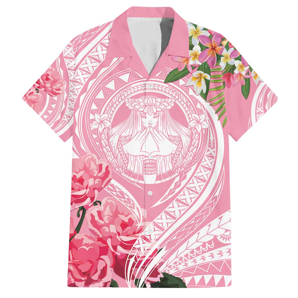 Aloha Hawaii Maui Family Matching Tank Maxi Dress and Hawaiian Shirt Goddess Lokelani Rose LT7 Dad's Shirt - Short Sleeve Pink - Polynesian Pride