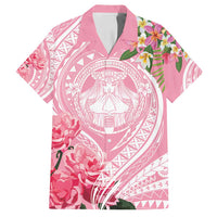 Aloha Hawaii Maui Family Matching Tank Maxi Dress and Hawaiian Shirt Goddess Lokelani Rose LT7 Dad's Shirt - Short Sleeve Pink - Polynesian Pride