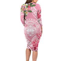 Aloha Hawaii Maui Long Sleeve Bodycon Dress Goddess Lokelani Rose LT7 - Polynesian Pride
