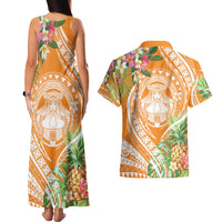 Aloha Hawaii Lanai Couples Matching Tank Maxi Dress and Hawaiian Shirt Frangipani Mix Pineapple LT7 - Polynesian Pride