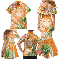 Aloha Hawaii Lanai Family Matching Mermaid Dress and Hawaiian Shirt Frangipani Mix Pineapple LT7 - Polynesian Pride