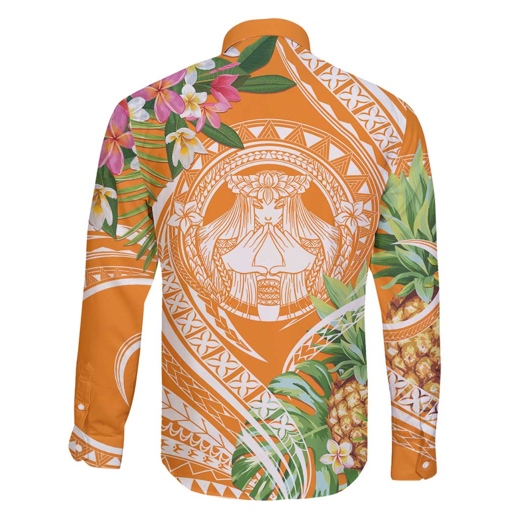 Aloha Hawaii Lanai Family Matching Off Shoulder Maxi Dress and Hawaiian Shirt Frangipani Mix Pineapple LT7 - Polynesian Pride
