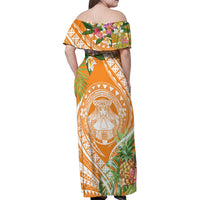 Aloha Hawaii Lanai Family Matching Off Shoulder Maxi Dress and Hawaiian Shirt Frangipani Mix Pineapple LT7 - Polynesian Pride