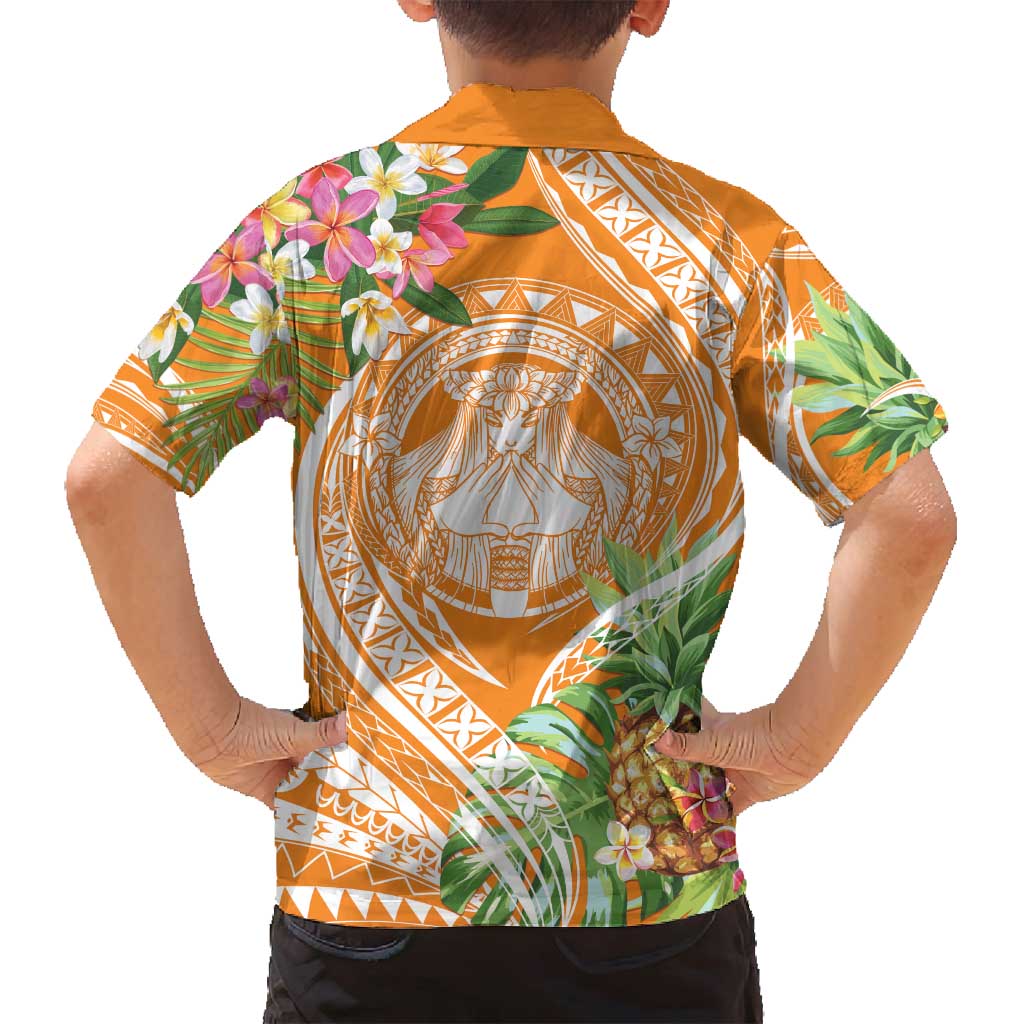 Aloha Hawaii Lanai Family Matching Puletasi and Hawaiian Shirt Frangipani Mix Pineapple LT7 - Polynesian Pride