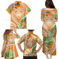 Aloha Hawaii Lanai Family Matching Puletasi and Hawaiian Shirt Frangipani Mix Pineapple LT7 - Polynesian Pride