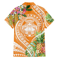 Aloha Hawaii Lanai Family Matching Short Sleeve Bodycon Dress and Hawaiian Shirt Frangipani Mix Pineapple LT7 - Polynesian Pride