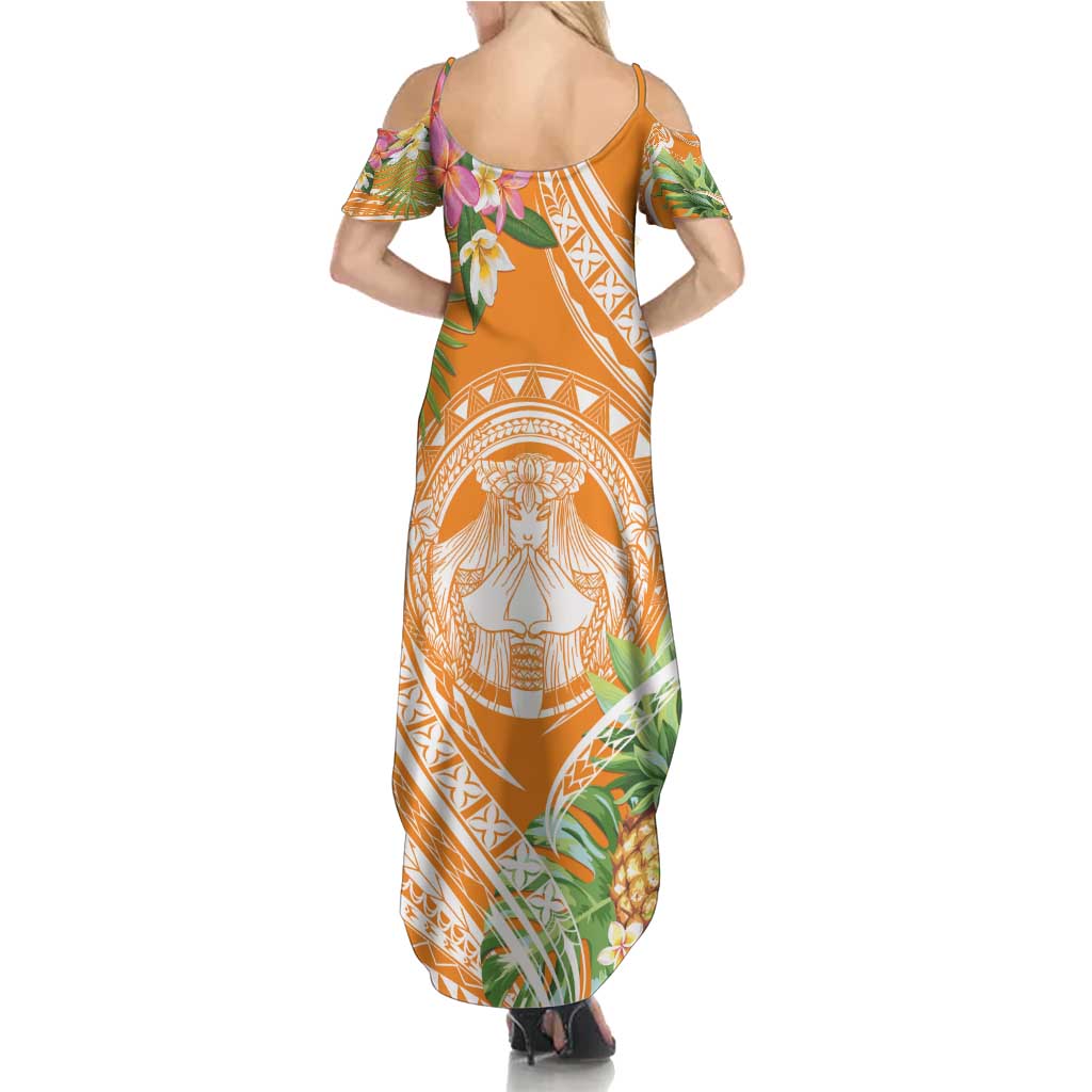 Aloha Hawaii Lanai Family Matching Summer Maxi Dress and Hawaiian Shirt Frangipani Mix Pineapple LT7 - Polynesian Pride
