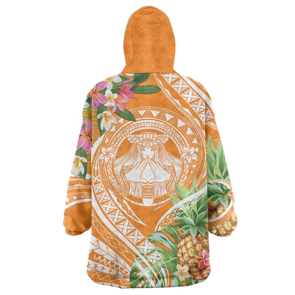 Aloha Hawaii Lanai Wearable Blanket Hoodie Frangipani Mix Pineapple LT7 - Polynesian Pride