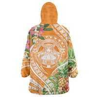Aloha Hawaii Lanai Wearable Blanket Hoodie Frangipani Mix Pineapple LT7 - Polynesian Pride