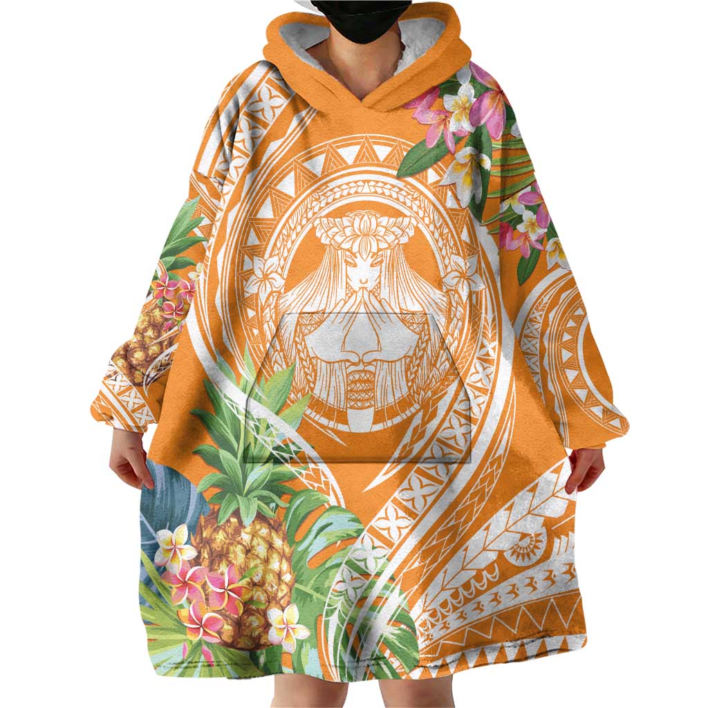Aloha Hawaii Lanai Wearable Blanket Hoodie Frangipani Mix Pineapple LT7 - Polynesian Pride