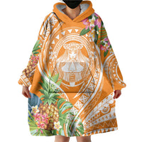 Aloha Hawaii Lanai Wearable Blanket Hoodie Frangipani Mix Pineapple LT7 - Polynesian Pride