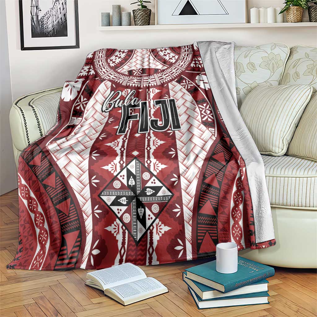 Bula Fiji Vintage Blanket Scarlet Masi Motifs