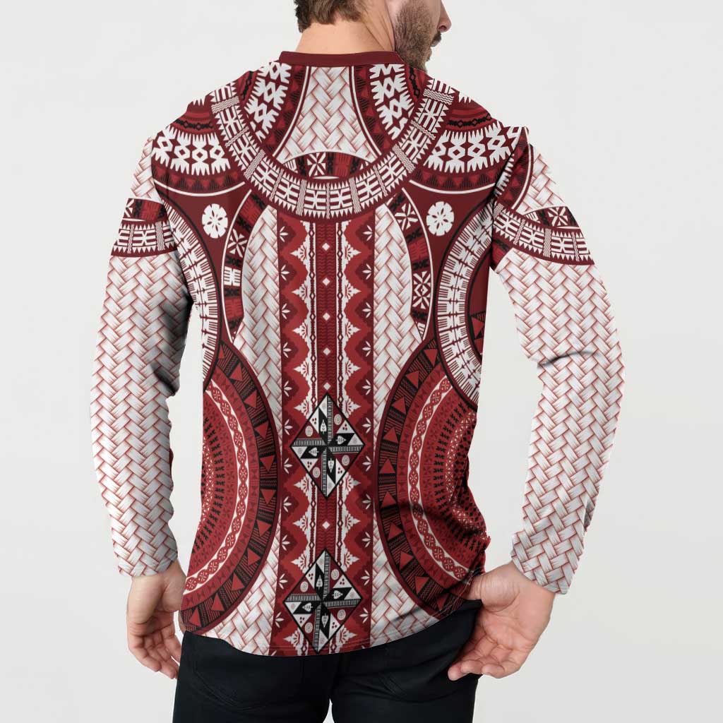 Bula Fiji Vintage Button Sweatshirt Scarlet Masi Motifs