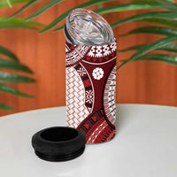 Bula Fiji Vintage 4 in 1 Can Cooler Tumbler Scarlet Masi Motifs LT7 - Polynesian Pride