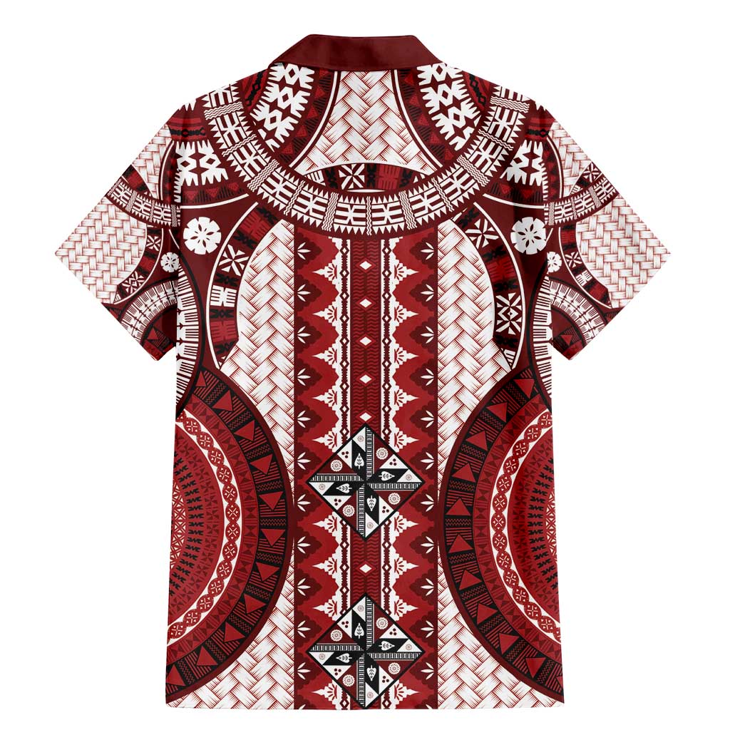 Bula Fiji Vintage Family Matching Mermaid Dress and Hawaiian Shirt Scarlet Masi Motifs LT7 - Polynesian Pride