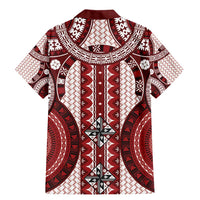 Bula Fiji Vintage Family Matching Mermaid Dress and Hawaiian Shirt Scarlet Masi Motifs LT7 - Polynesian Pride