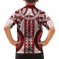 Bula Fiji Vintage Family Matching Puletasi and Hawaiian Shirt Scarlet Masi Motifs LT7 - Polynesian Pride