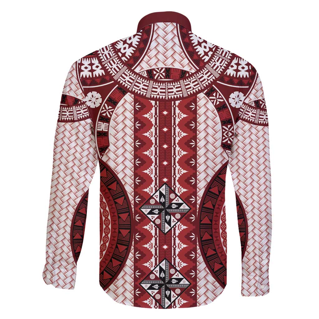 Bula Fiji Vintage Family Matching Puletasi and Hawaiian Shirt Scarlet Masi Motifs LT7 - Polynesian Pride