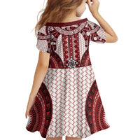 Bula Fiji Vintage Family Matching Short Sleeve Bodycon Dress and Hawaiian Shirt Scarlet Masi Motifs LT7 - Polynesian Pride