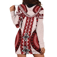 Bula Fiji Vintage Hoodie Dress Scarlet Masi Motifs LT7 - Polynesian Pride