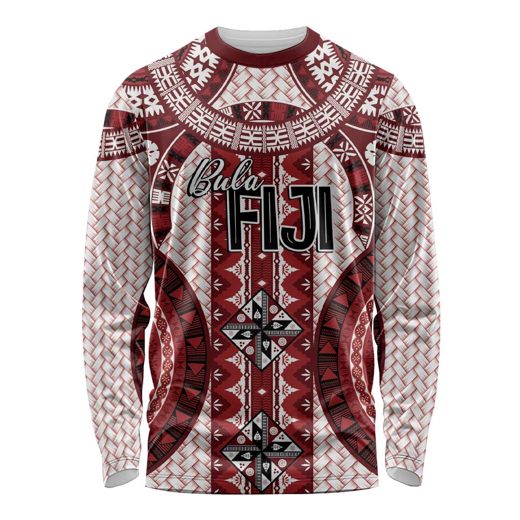 Bula Fiji Vintage Long Sleeve Shirt Scarlet Masi Motifs