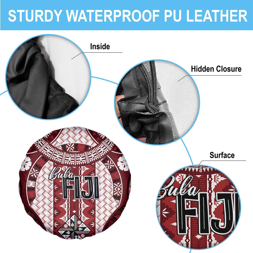 Bula Fiji Vintage Spare Tire Cover Scarlet Masi Motifs