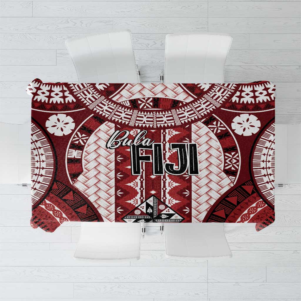 Bula Fiji Vintage Tablecloth Scarlet Masi Motifs