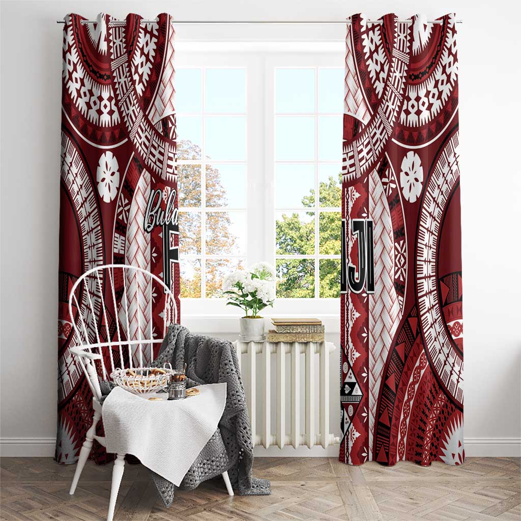 Bula Fiji Vintage Window Curtain Scarlet Masi Motifs