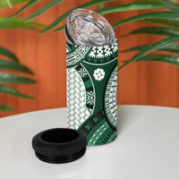 Bula Fiji Vintage 4 in 1 Can Cooler Tumbler Phthalo Green Masi Motifs LT7 - Polynesian Pride