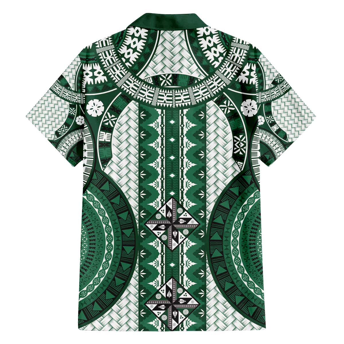 Bula Fiji Vintage Family Matching Off The Shoulder Long Sleeve Dress and Hawaiian Shirt Phthalo Green Masi Motifs LT7 - Polynesian Pride