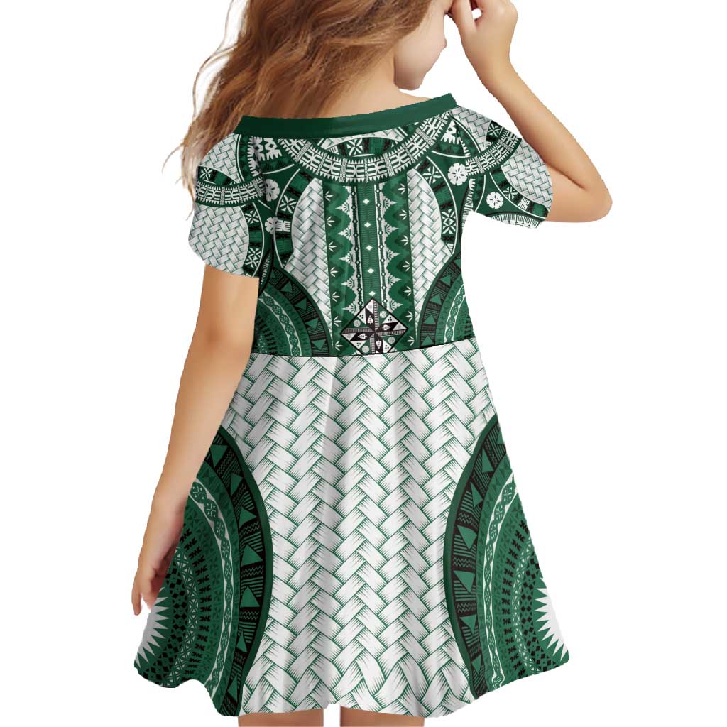Bula Fiji Vintage Family Matching Short Sleeve Bodycon Dress and Hawaiian Shirt Phthalo Green Masi Motifs LT7 - Polynesian Pride