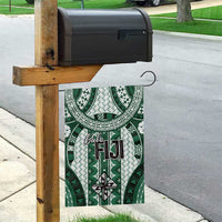 Bula Fiji Vintage Garden Flag Phthalo Green Masi Motifs