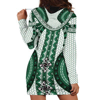 Bula Fiji Vintage Hoodie Dress Phthalo Green Masi Motifs LT7 - Polynesian Pride