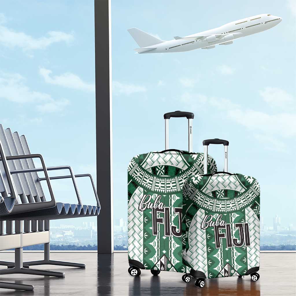 Bula Fiji Vintage Luggage Cover Phthalo Green Masi Motifs