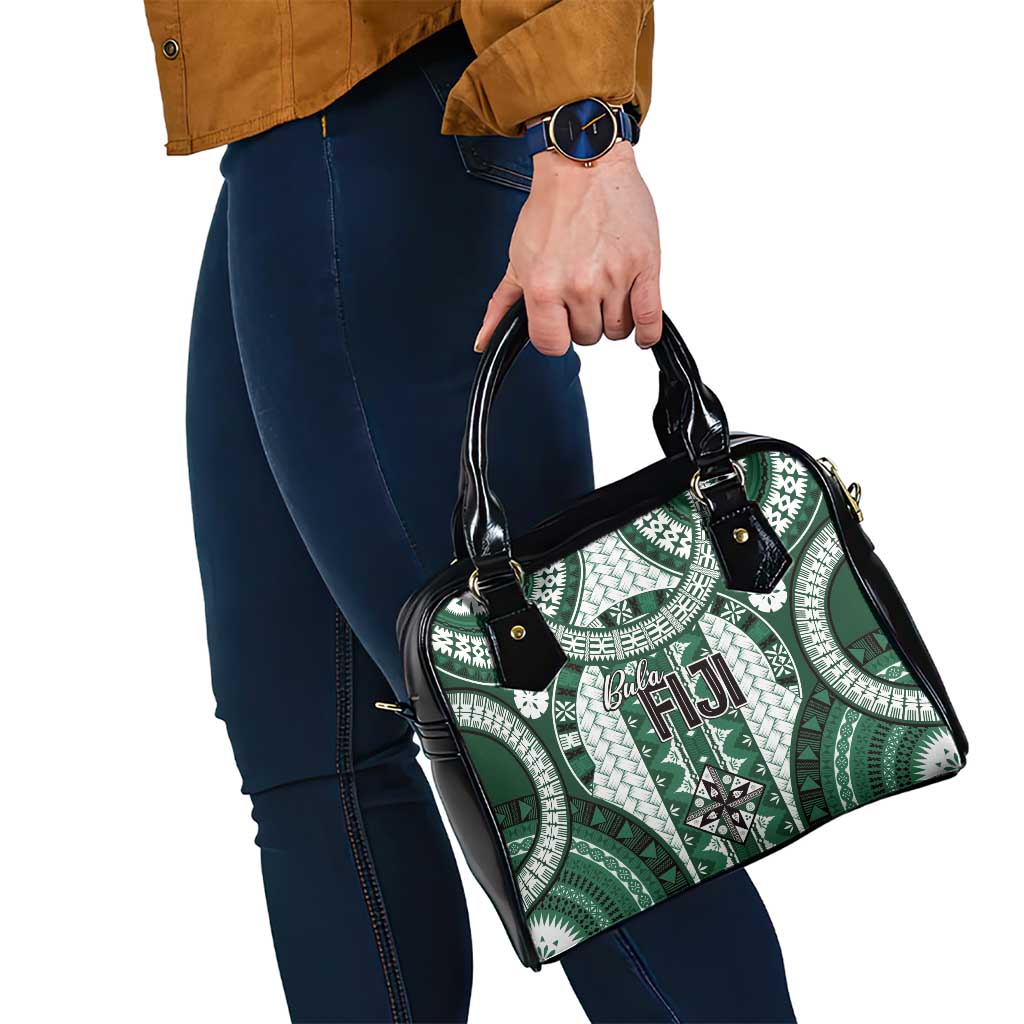 Bula Fiji Vintage Shoulder Handbag Phthalo Green Masi Motifs