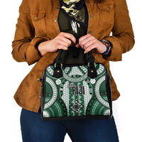 Bula Fiji Vintage Shoulder Handbag Phthalo Green Masi Motifs