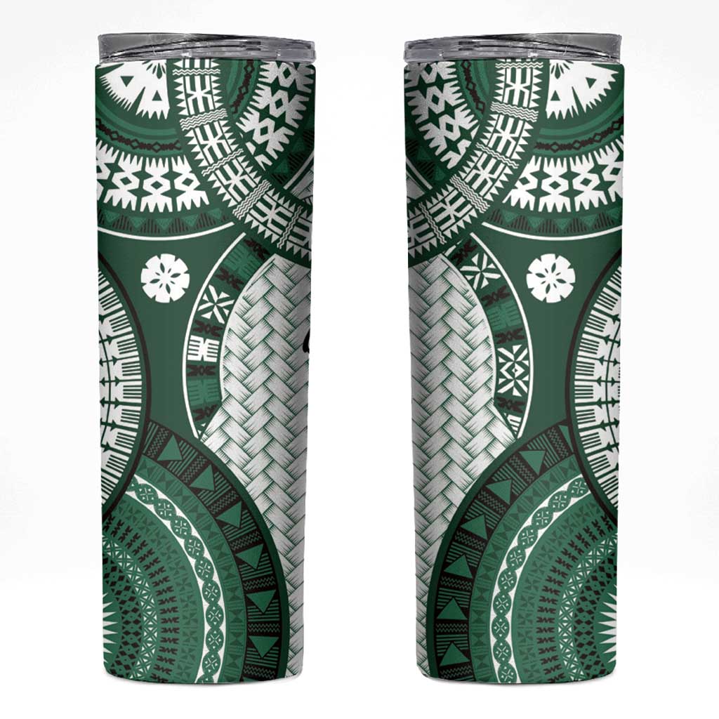 Bula Fiji Vintage Skinny Tumbler Phthalo Green Masi Motifs LT7 Phthalo Green - Polynesian Pride