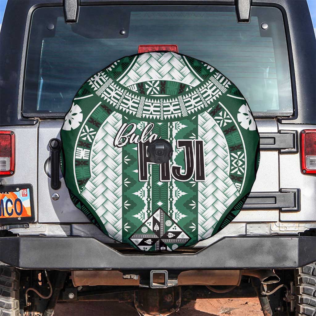Bula Fiji Vintage Spare Tire Cover Phthalo Green Masi Motifs