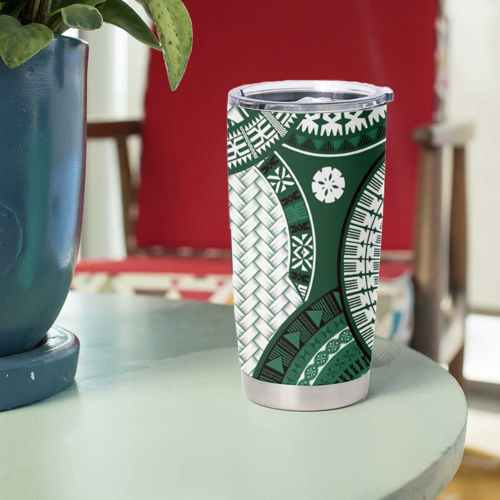 Bula Fiji Vintage Tumbler Cup Phthalo Green Masi Motifs
