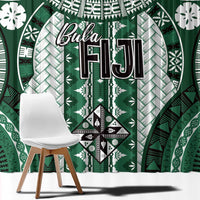 Bula Fiji Vintage Window Curtain Phthalo Green Masi Motifs