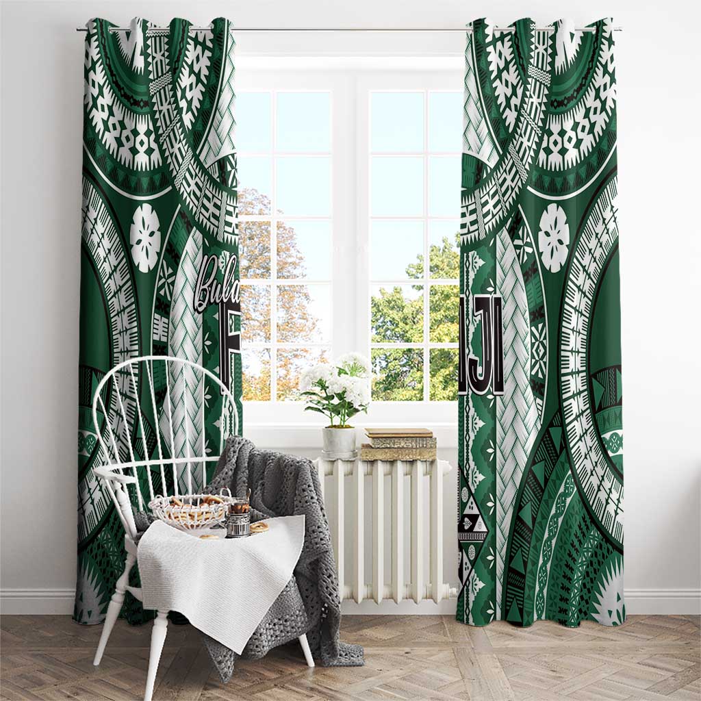 Bula Fiji Vintage Window Curtain Phthalo Green Masi Motifs