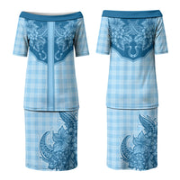 Hawai'i Paniolo Motif Deep Blue Couples Matching Puletasi and Hawaiian Shirt Floral Palaka Print LT7 - Polynesian Pride
